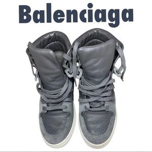 Balenciaga Suede Gray Leather Sneakers Euro 36 Perforated High Top Sneakers US 6
